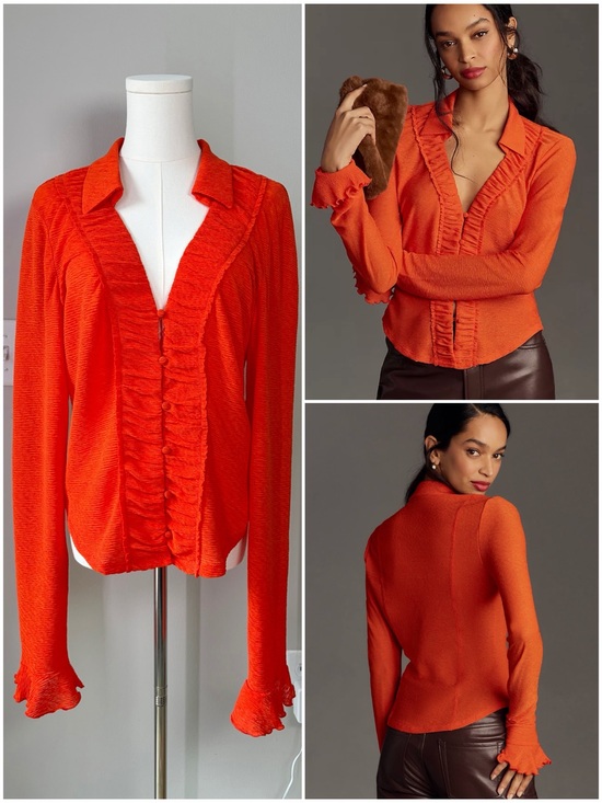 Anthropologie Tops - By Anthropologie Long-Sleeve Textured Buttondown Top